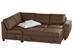 Collection Fernando Leather Right Corner Sofa Bed - Choc